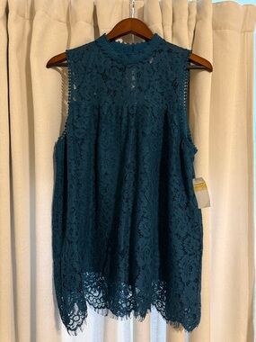 Xhilaration Teal Lace Sleeveless High-Neck Camisole